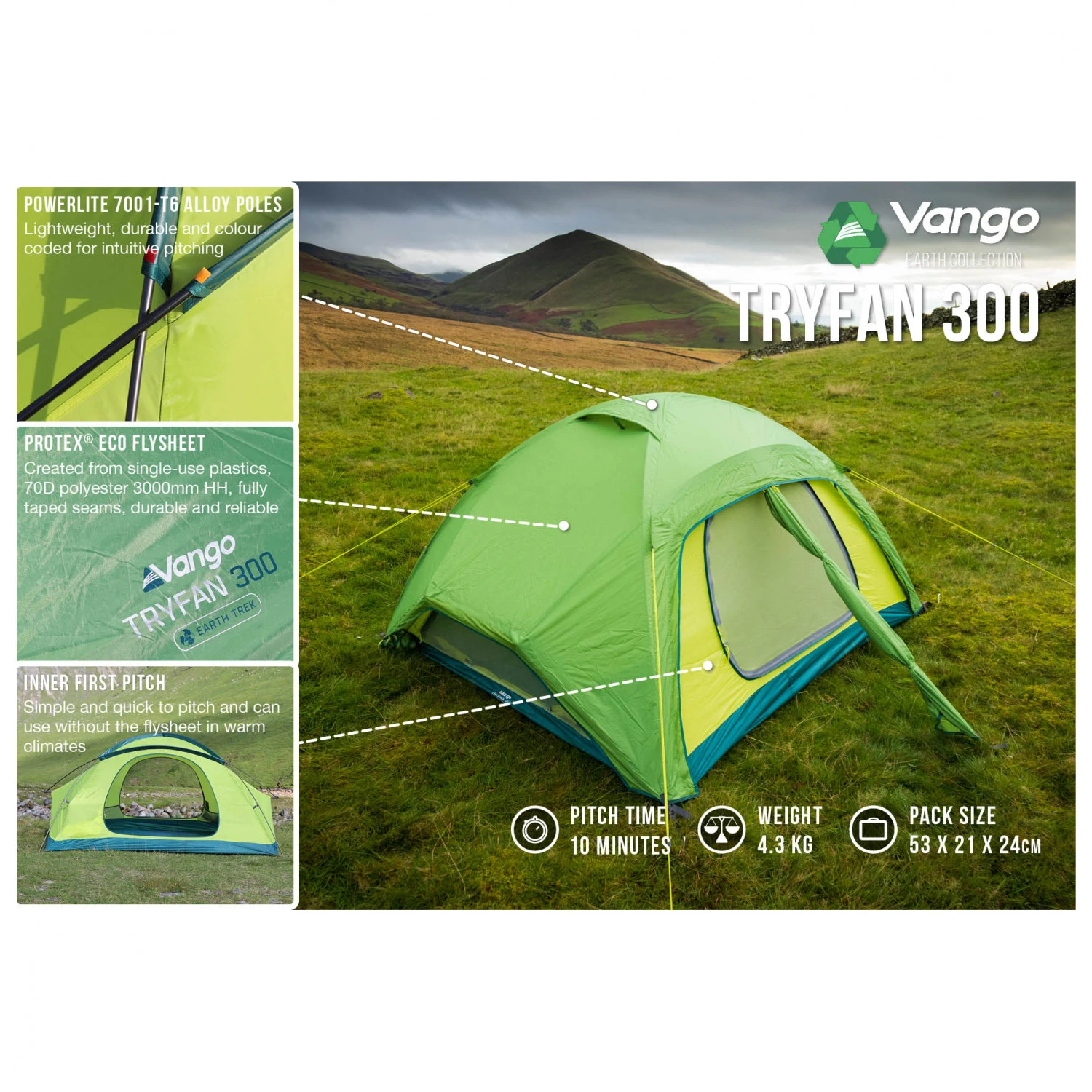 Vango Tryfan 300 - 3-Personen Zelt 4 Vango Tryfan 300 - 3-Personen Zelt – Bild 2